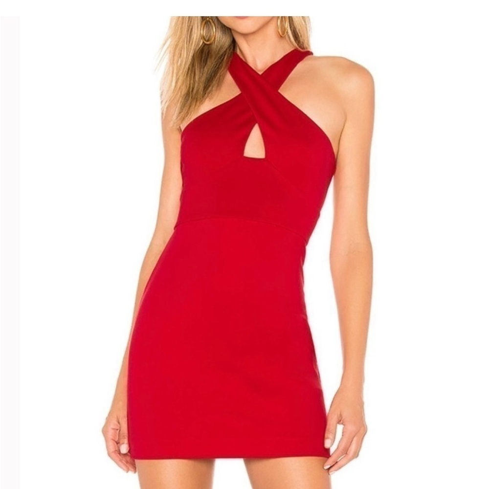 NBD Red Cross-Front Mini Dress